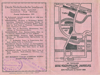 711319 Buitenzijde van een uitvouwbare folder voor de Derde Nederlandsche Jaarbeurs, georganiseerd op meerdere locaties ...